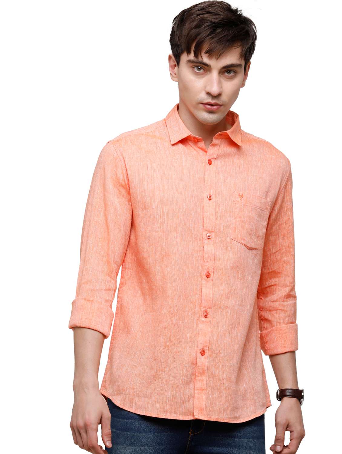 orange solid casual shirt