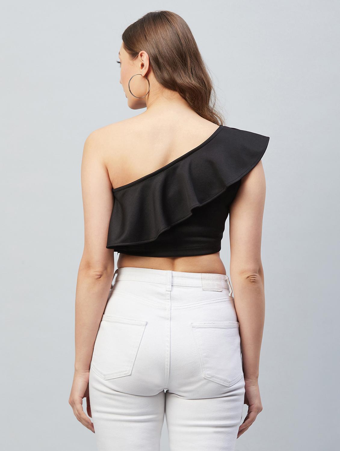 women's crop single shoulder top - 18193818 - Standard Image - 3