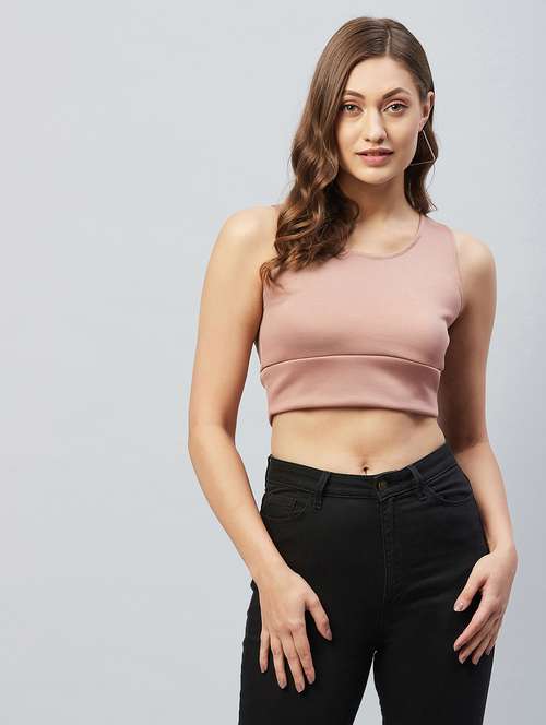 women's crop round neck top - 18193824 - Standard Image - 0