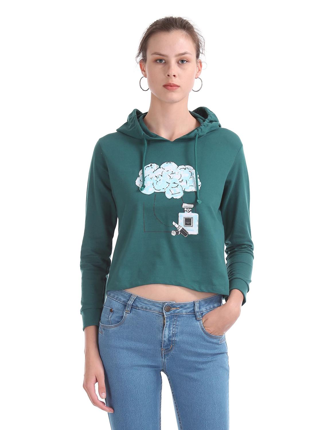 green printed regular sweatshirt - 18195855 -  Zoom Image - 0