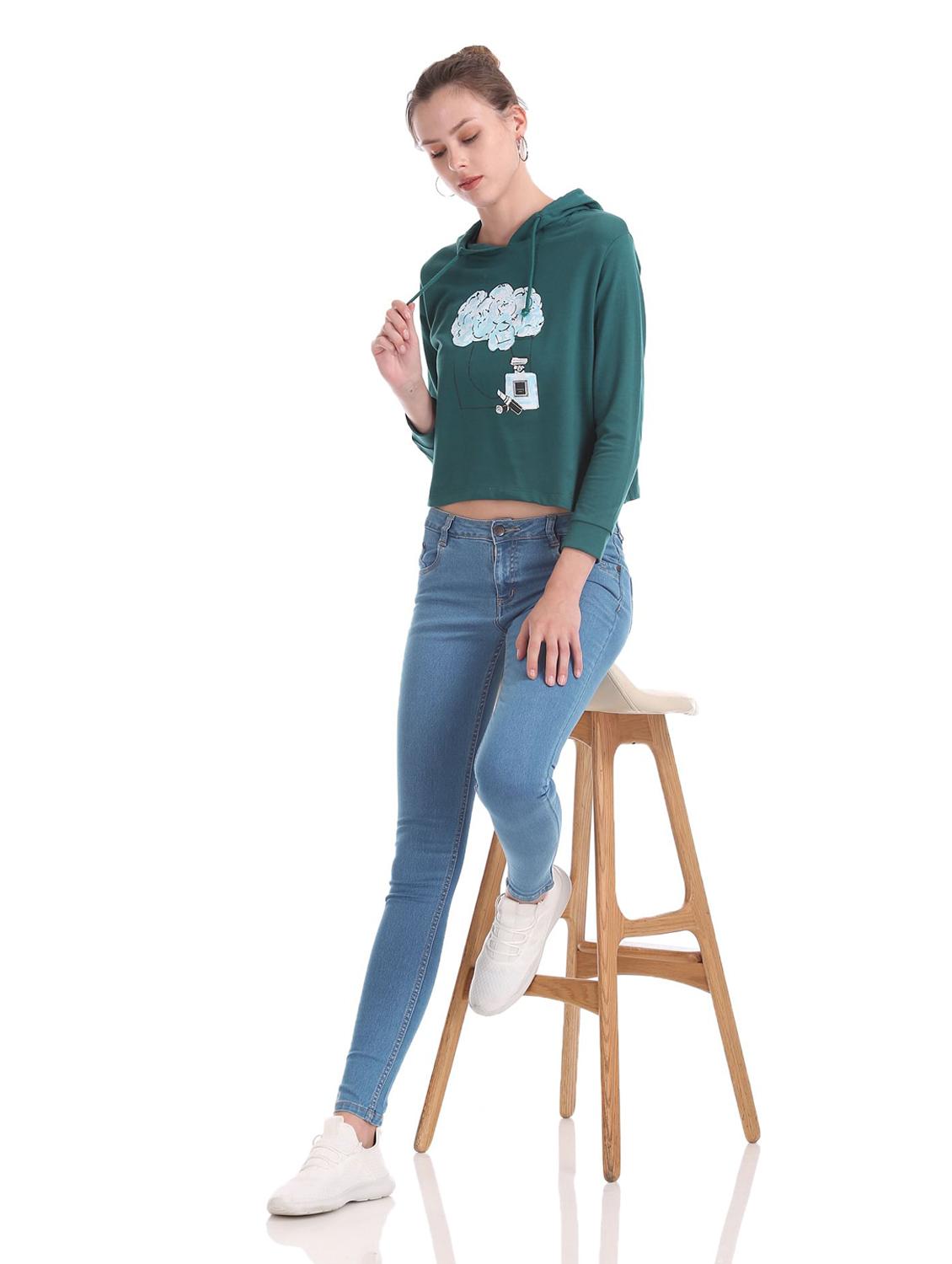 green printed regular sweatshirt - 18195855 - Standard Image - 3