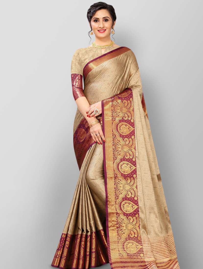 jacquard work woven saree with blouse - 18196332 - Zoom Image - 0