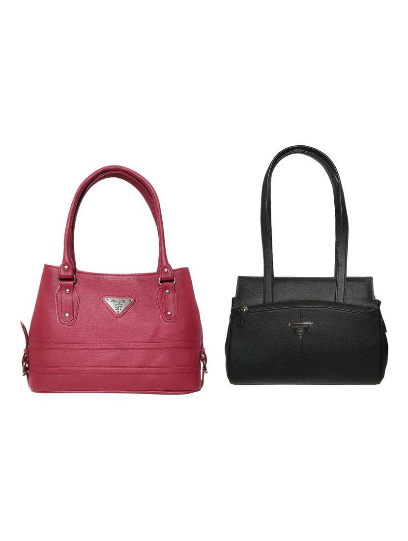 multi colored leatherette (pu) combo handbag