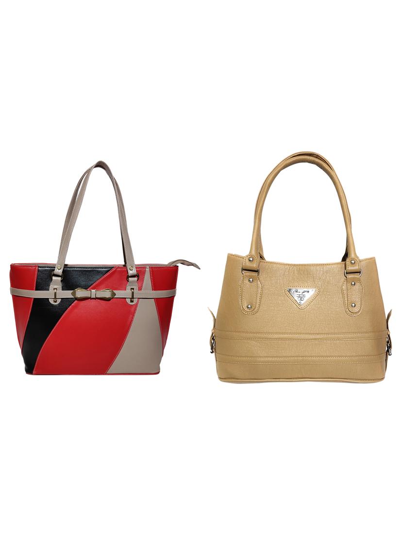 multi colored leatherette (pu) combo handbag