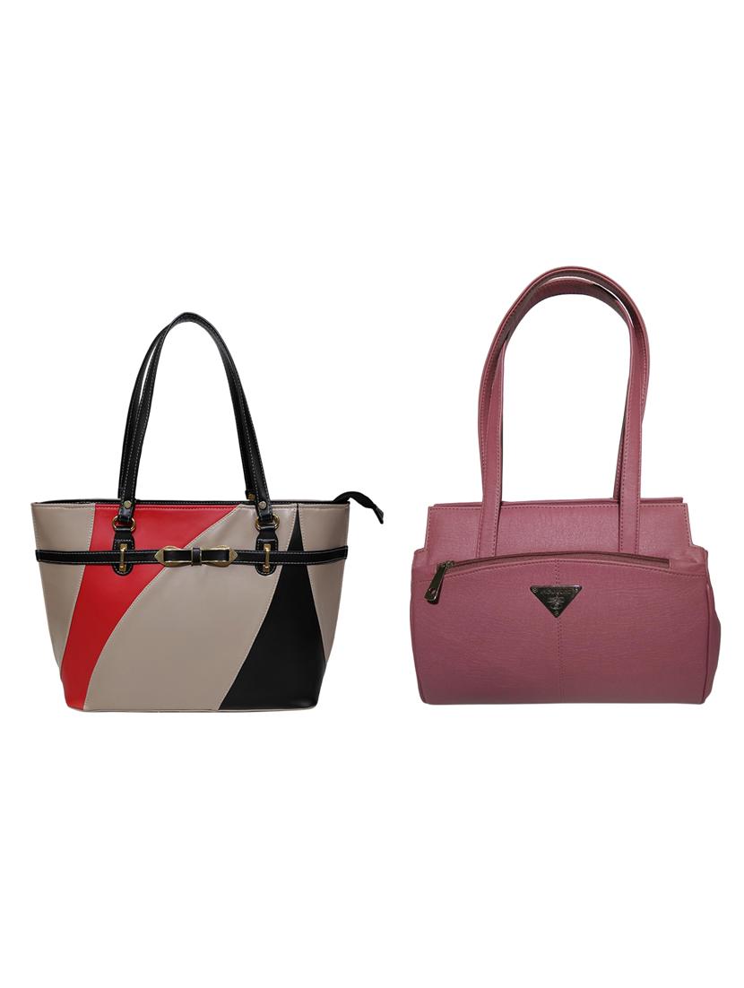 multi colored leatherette (pu) combo handbag