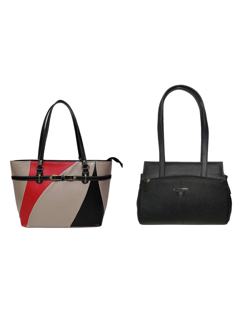 multi colored leatherette (pu) combo handbag