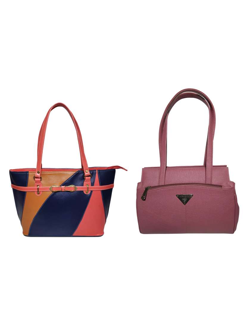 multi colored leatherette (pu) combo handbag