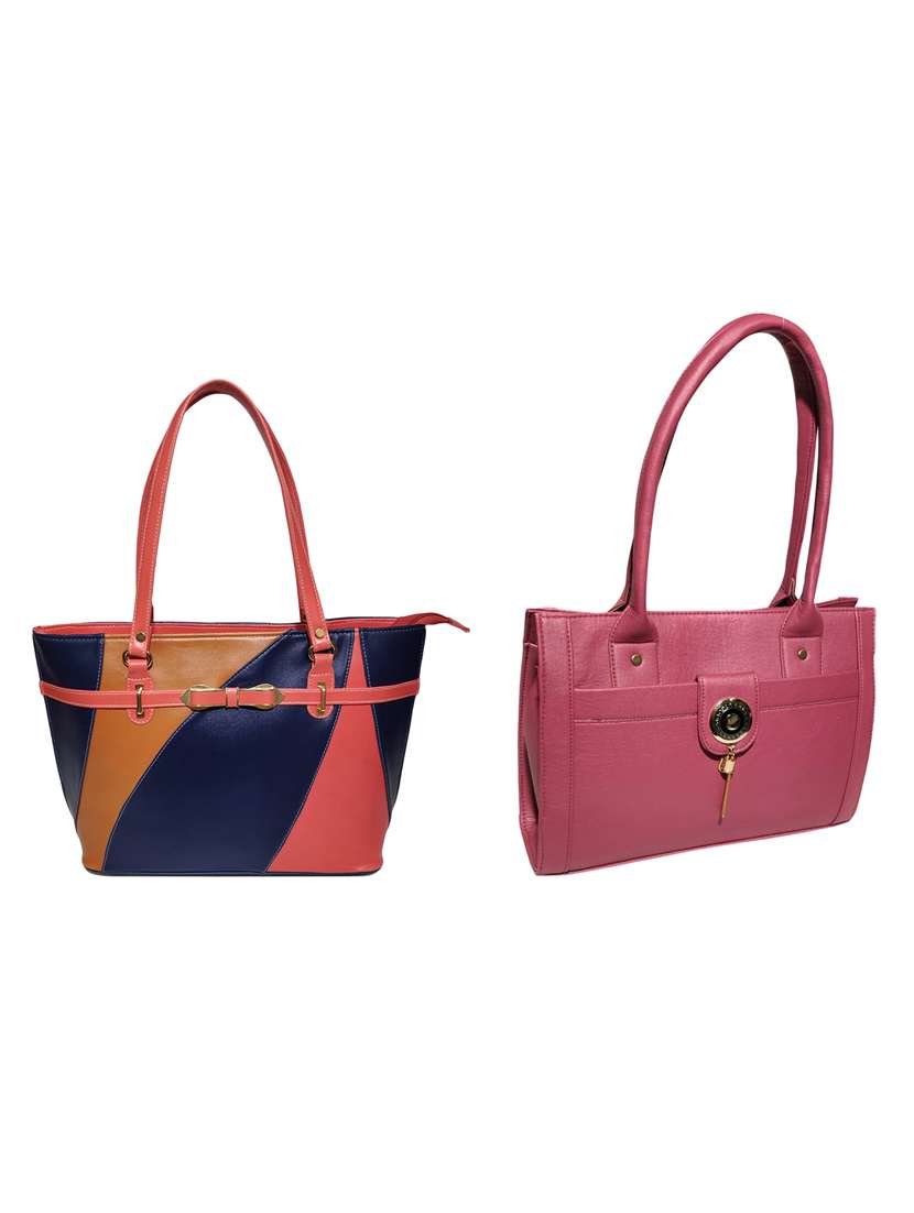 multi colored leatherette (pu) combo handbag