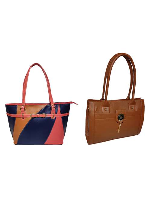 multi colored leatherette (pu) combo handbag - 18196788 -  Standard Image - 0
