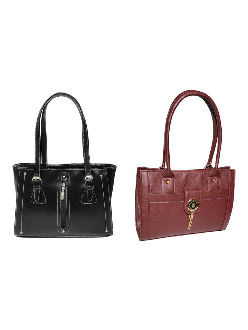 multi colored leatherette (pu) combo handbag