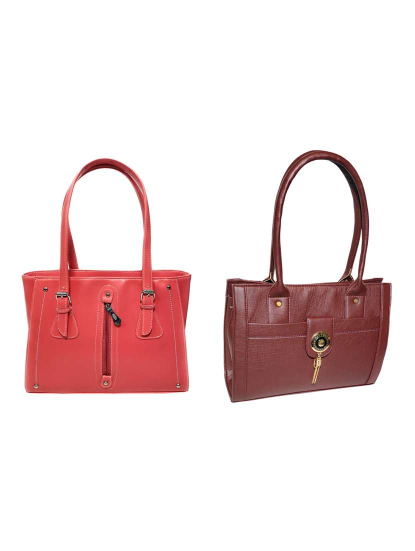 multi colored leatherette (pu) combo handbag
