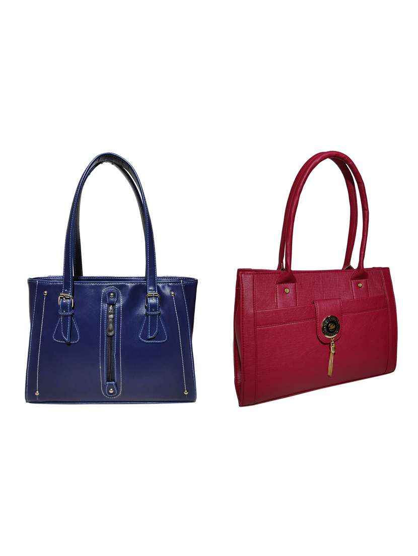 multi colored leatherette (pu) combo handbag