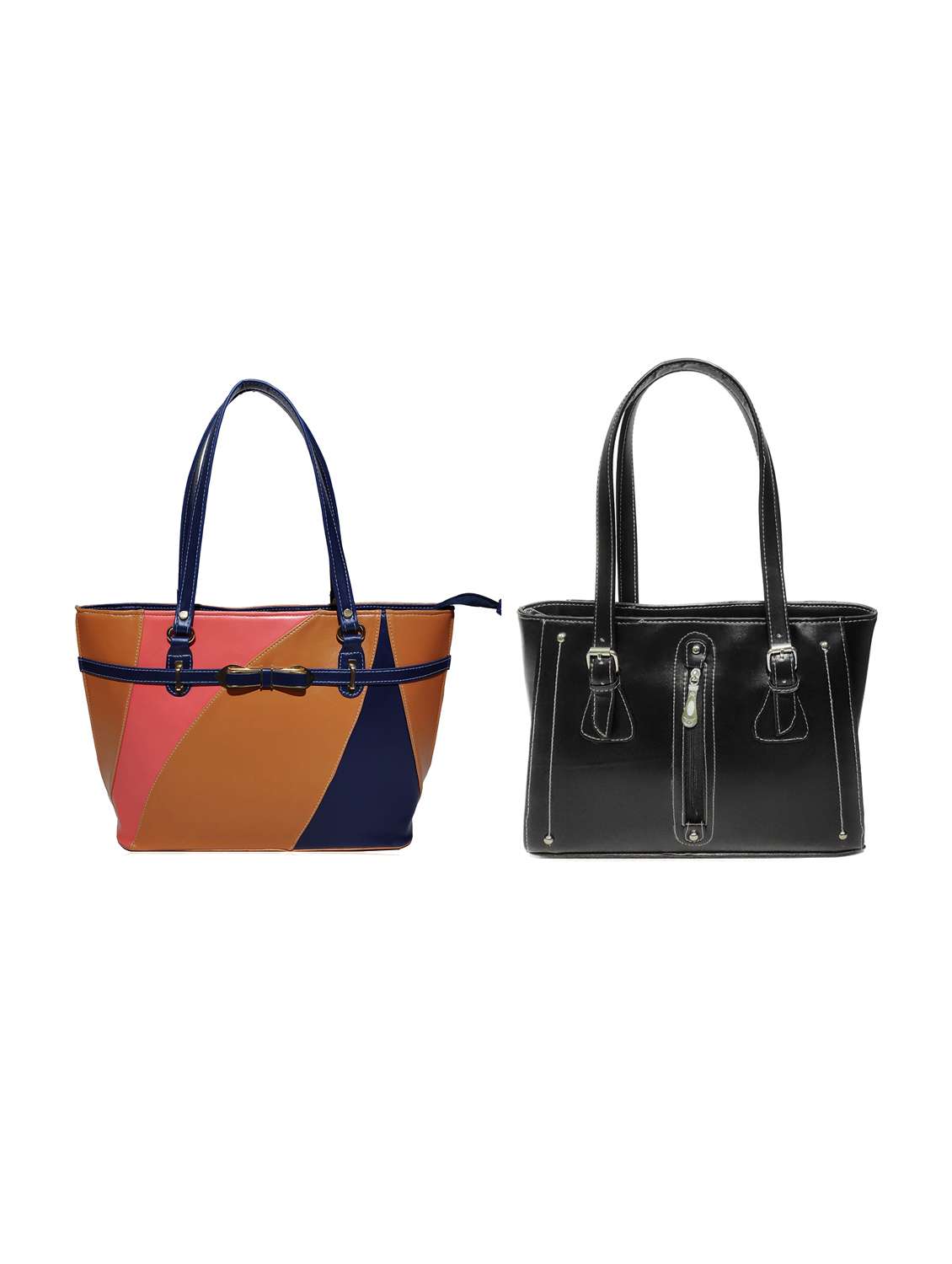 multi colored leatherette (pu) combo handbag