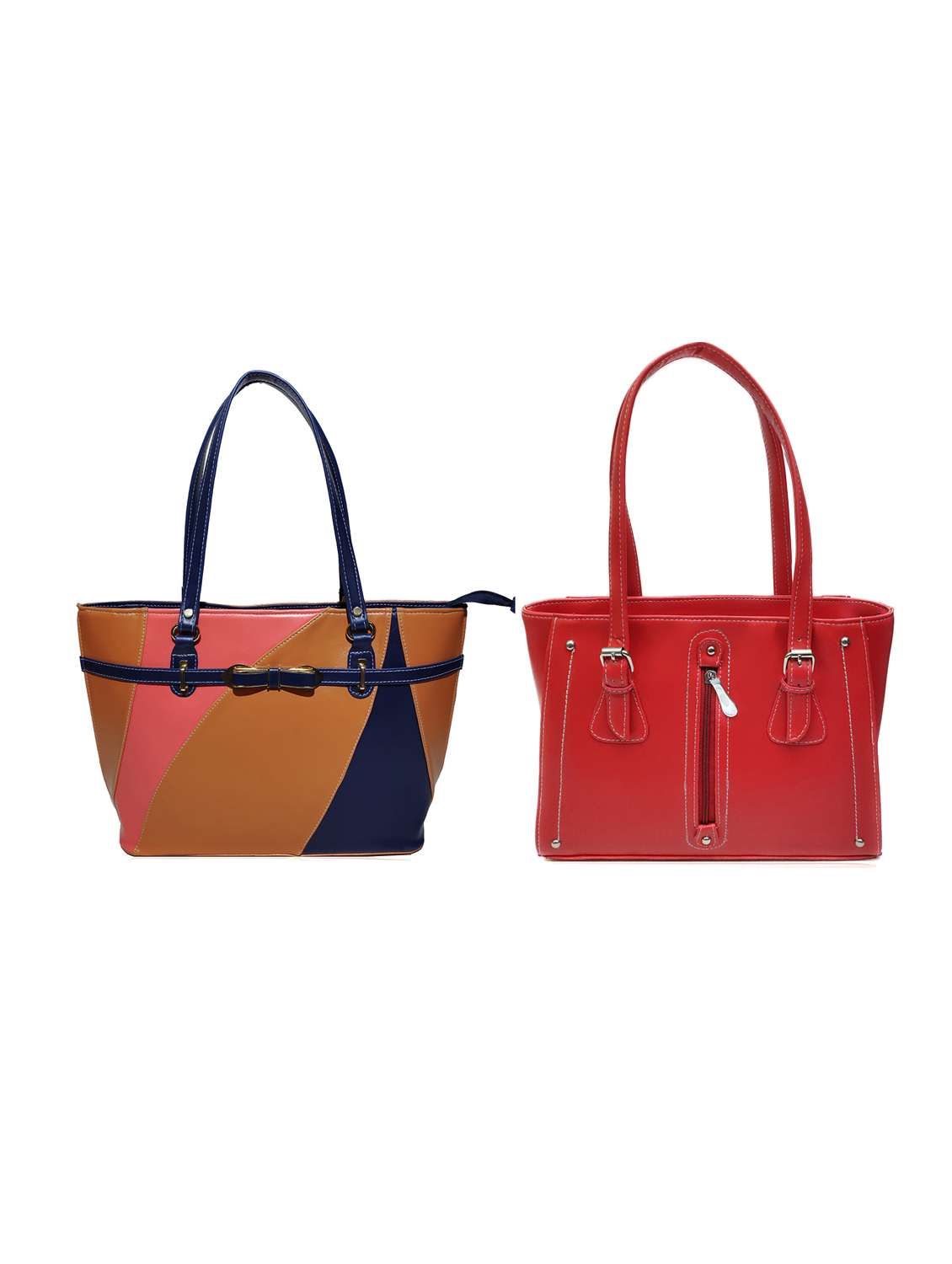 multi colored leatherette (pu) combo handbag