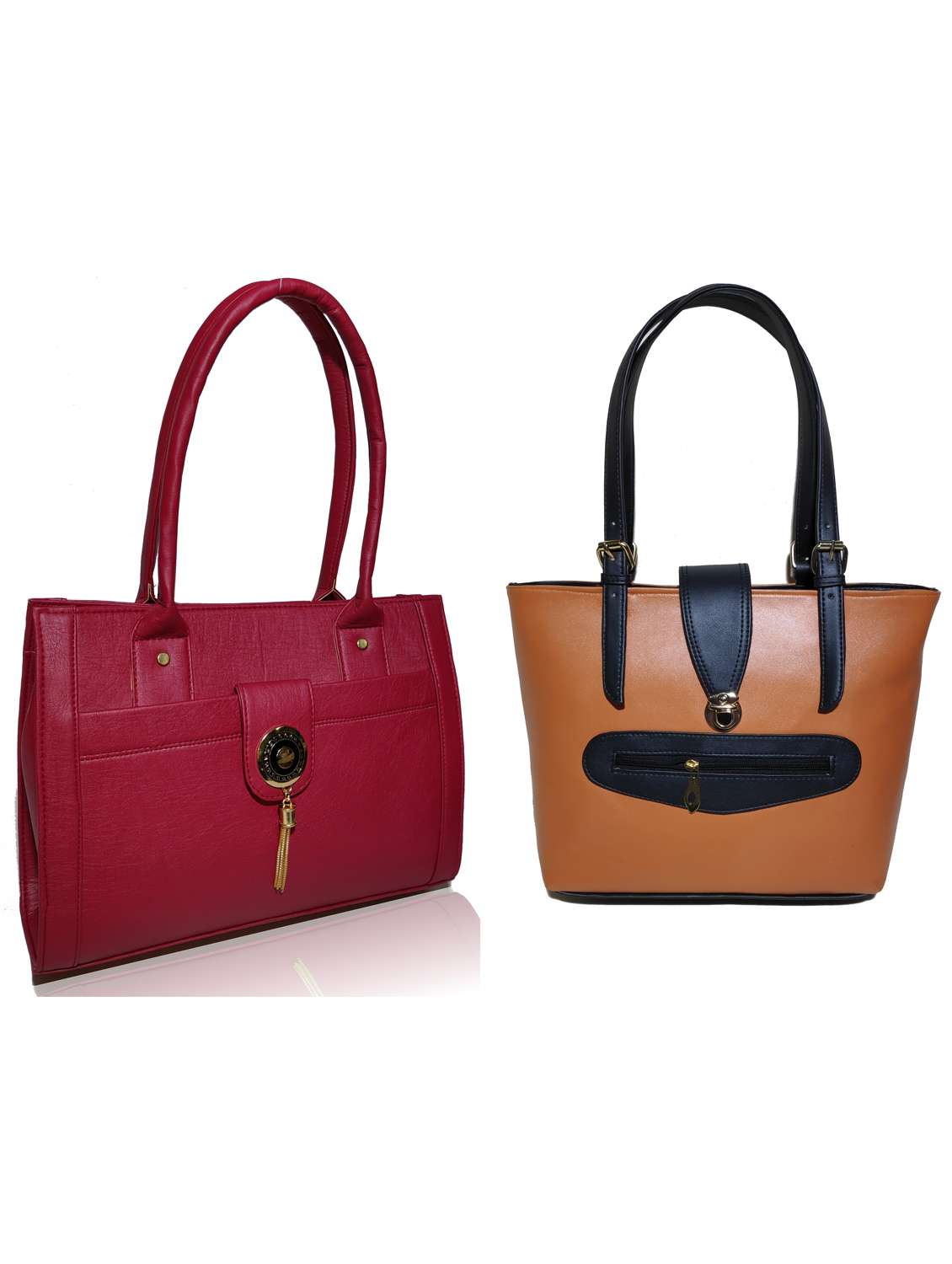 multi colored leatherette (pu) combo handbag