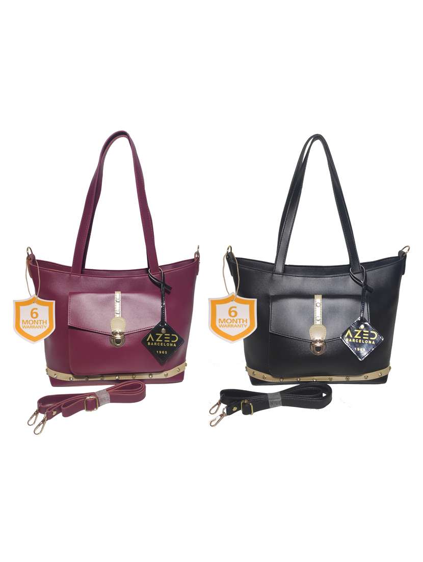 multi colored leatherette (pu) combo handbag