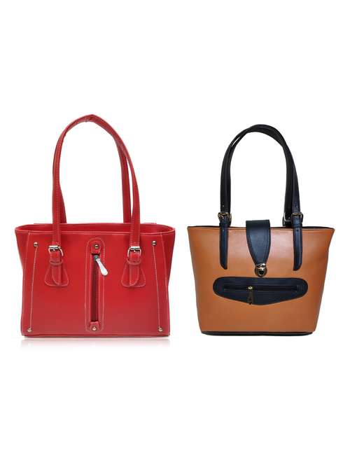 multi colored leatherette (pu) combo handbag - 18197801 - Standard Image - 0