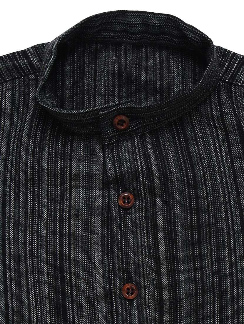 black striped kurta set - 18198017 -  Standard Image - 3