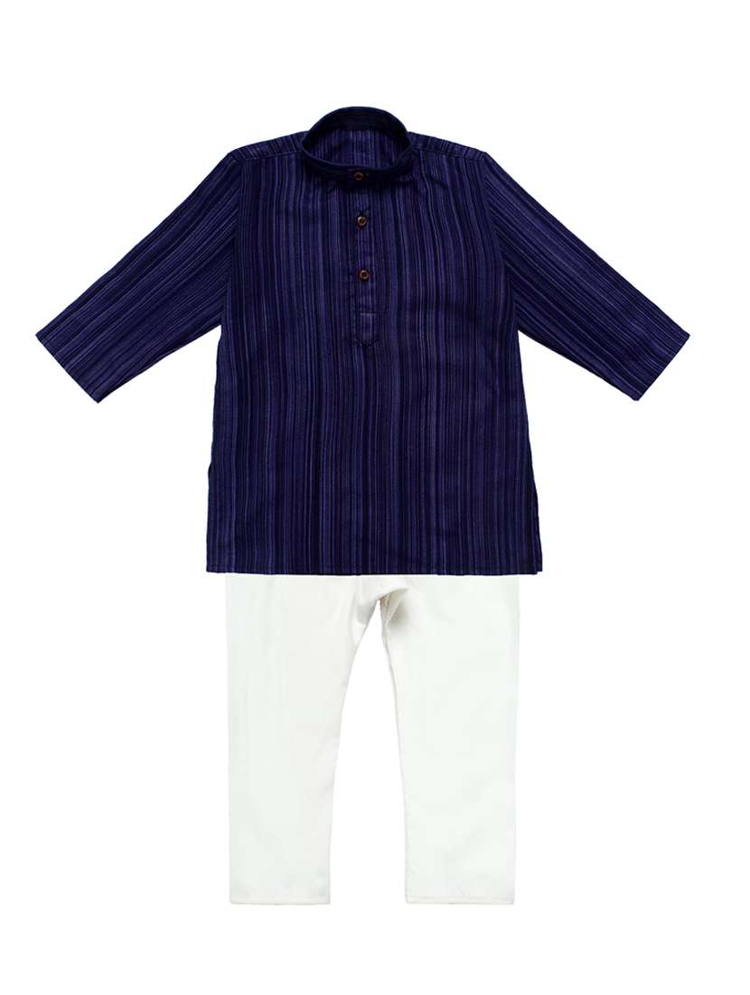 blue striped kurta set