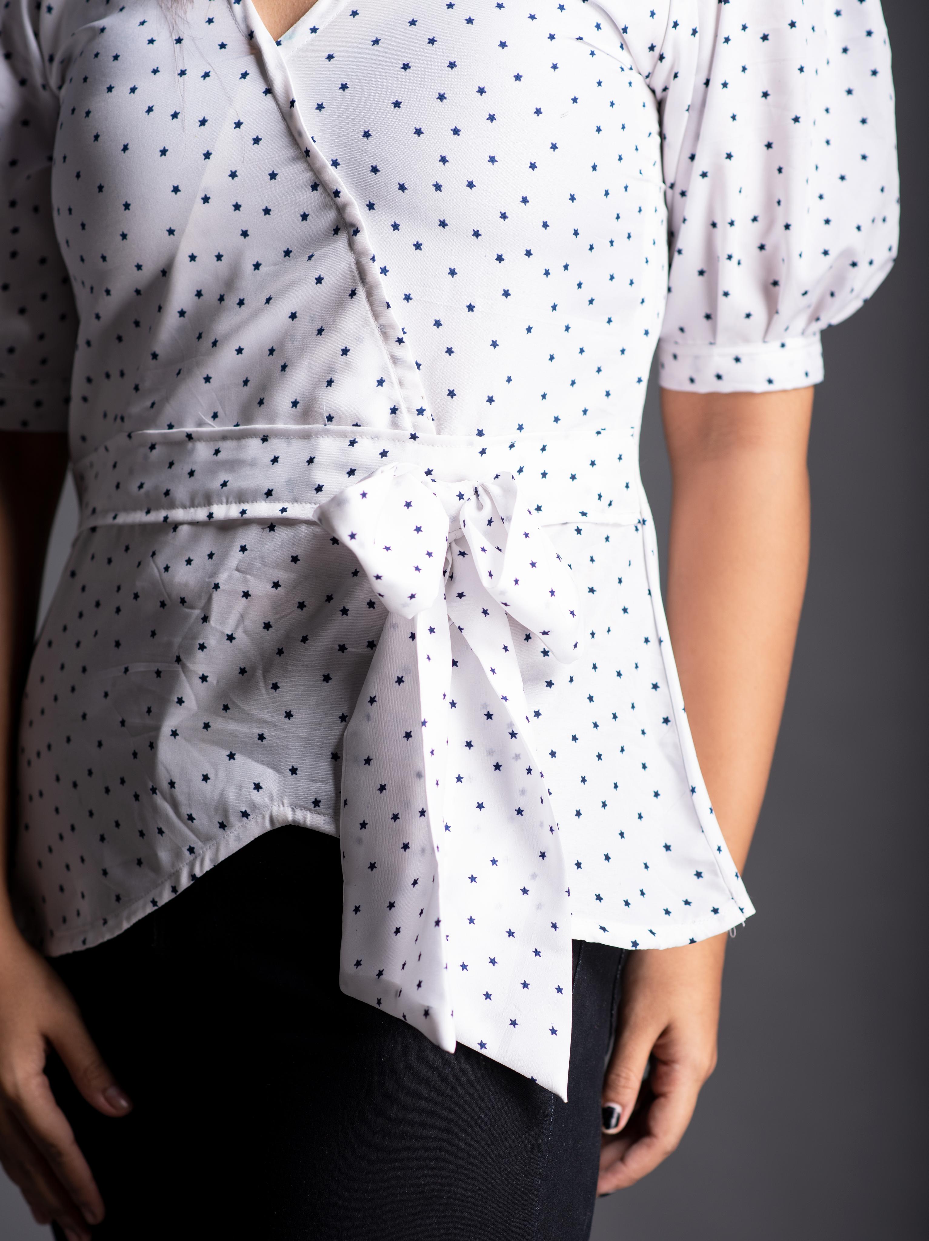 women's wrap v neck top - 18198302 - Standard Image - 3