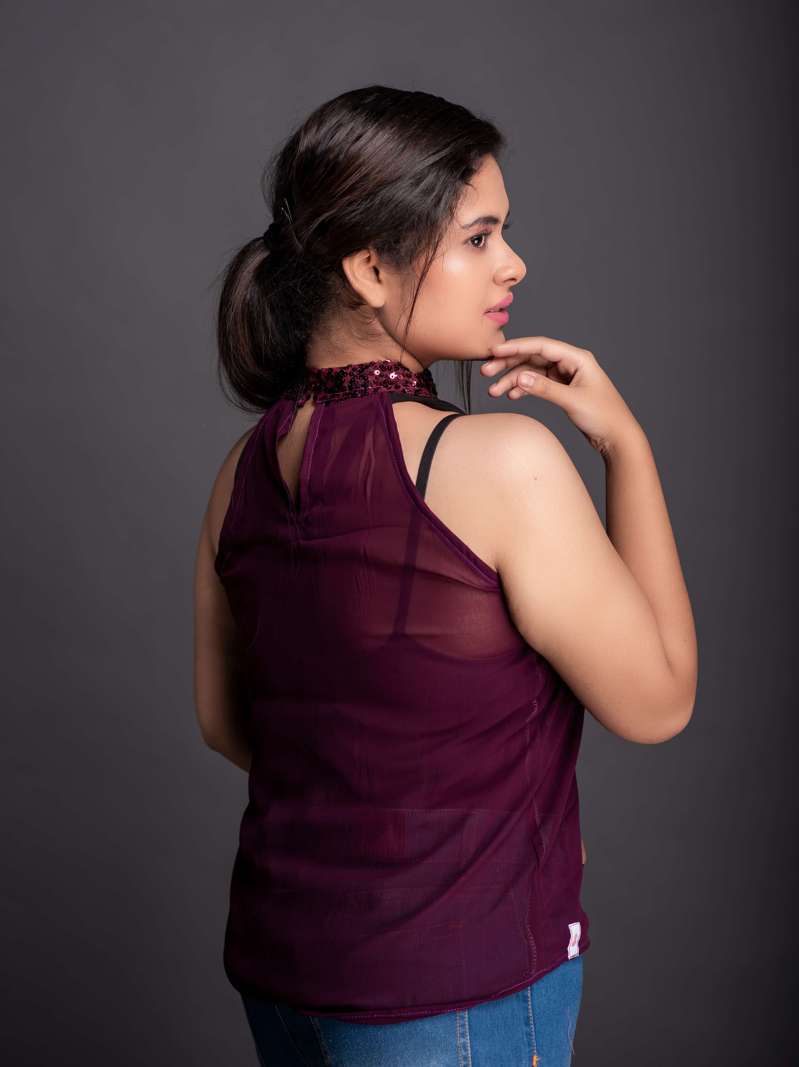 women's straight tie-up neck top - 18198309 - Standard Image - 3