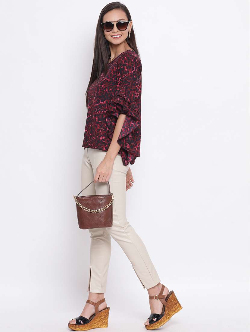 women's straight round neck top - 18198790 - Standard Image - 3