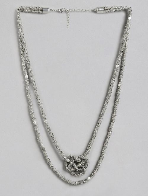 silver metal long necklace - 18199037 -  Standard Image - 0