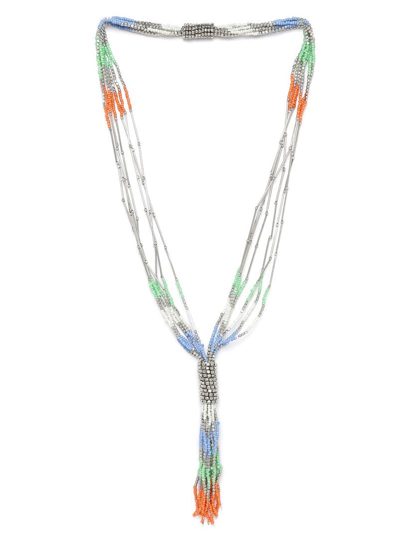 multi colored plastic long necklace - 18199038 -  Zoom Image - 0