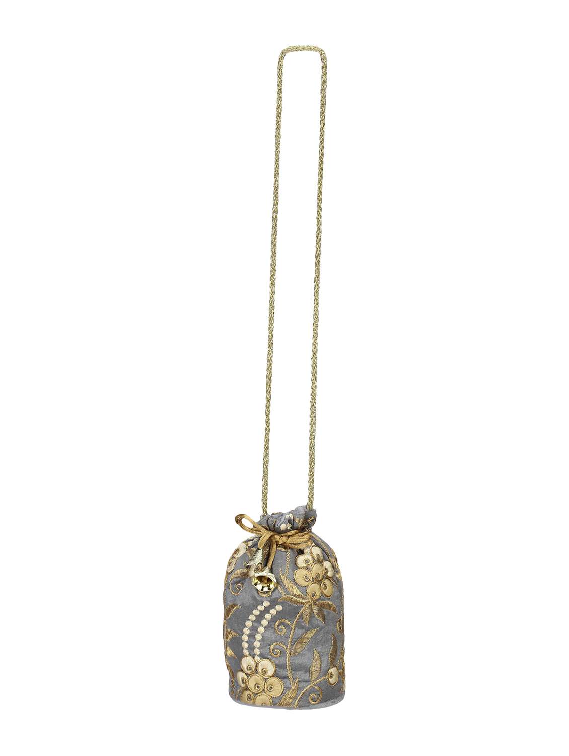 grey faux silk ethnic potli - 18199311 -  Zoom Image - 0