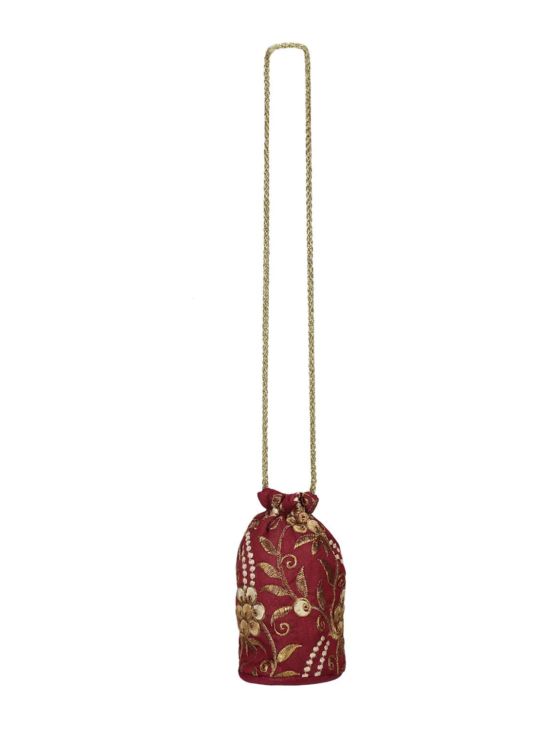 red faux silk ethnic potli - 18199314 -  Standard Image - 3