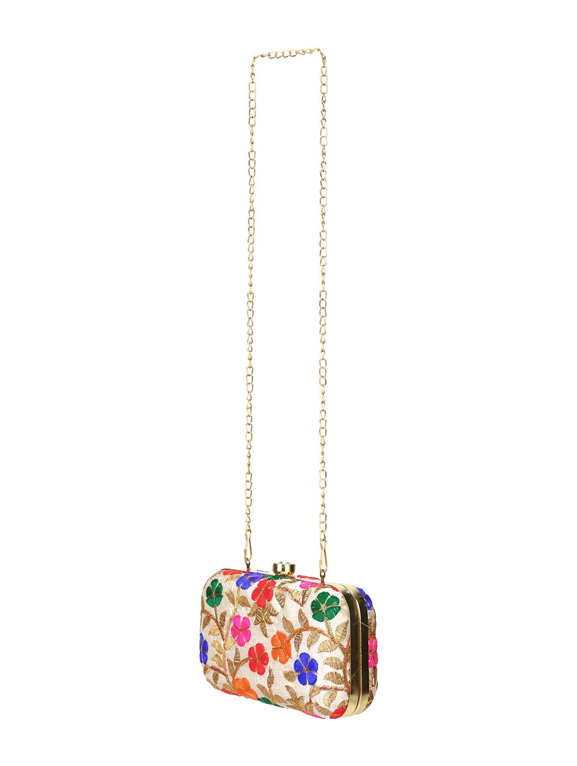beige faux silk box clutch - 18199422 - Standard Image - 3