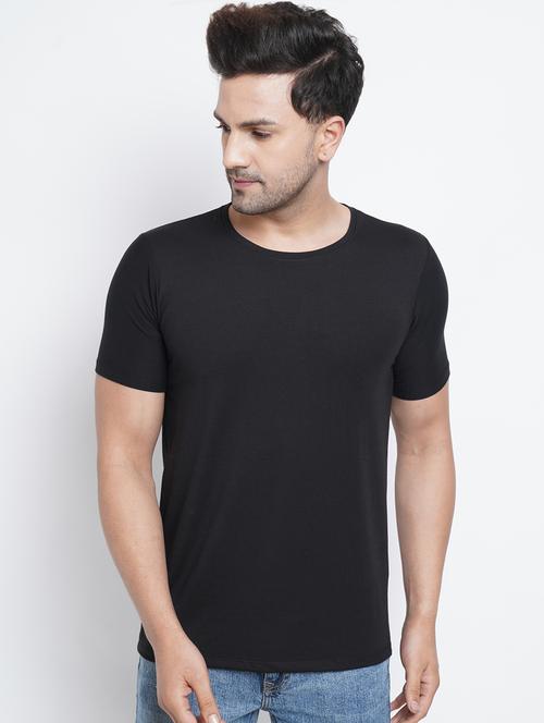 black solid t-shirt - 18200909 - Standard Image - 0