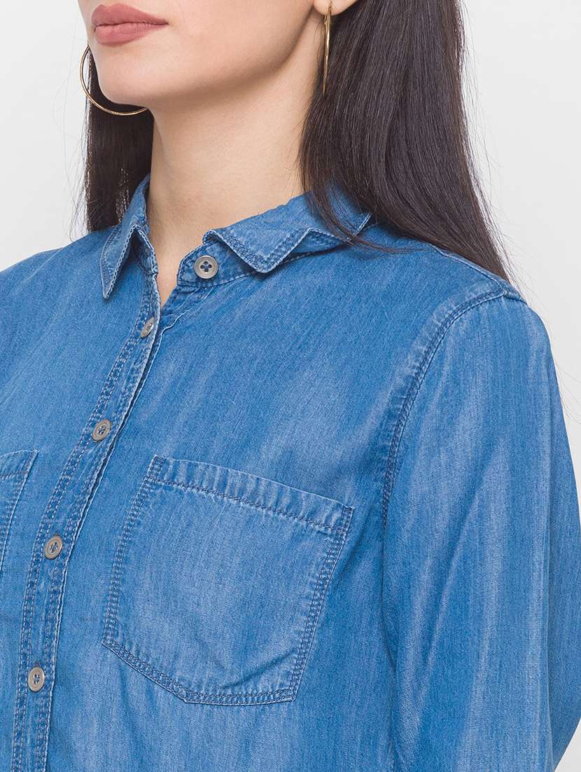 blue solid regular shirt - 18202196 -  Standard Image - 5