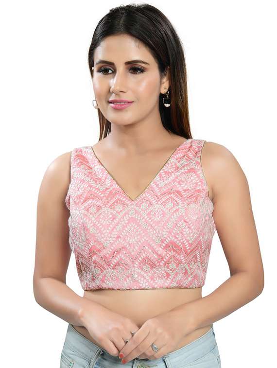 pink art silk embroidered blouse
