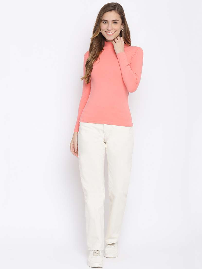 women's plain mock neck t-shirt - 18202903 -  Standard Image - 3