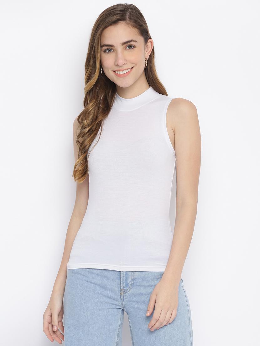 women's plain mock neck t-shirt