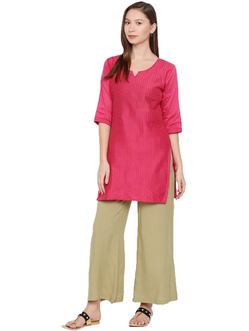 beige solid straight palazzo - 18203001 - Standard Image - 3