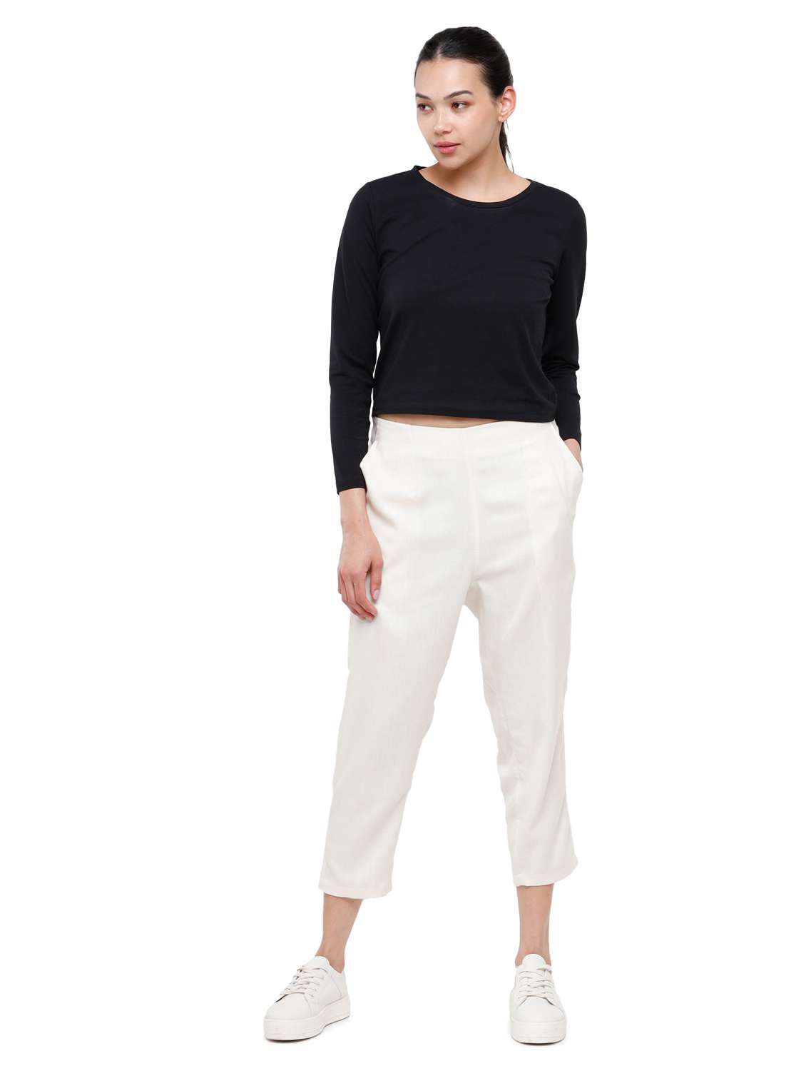 beige solid straight trouser - 18203026 -  Standard Image - 3