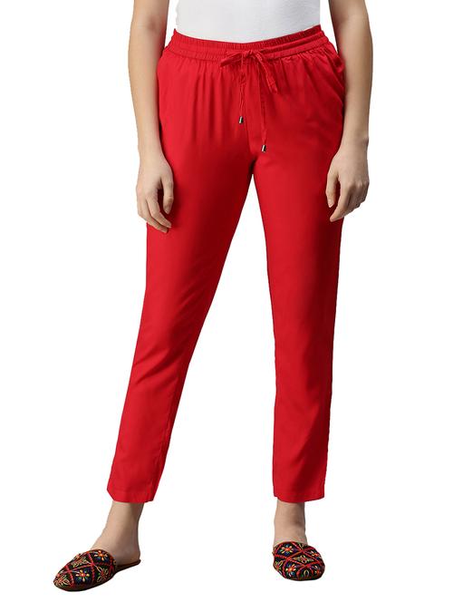 drawstring waist flat front trouser - 18203030 -  Standard Image - 0