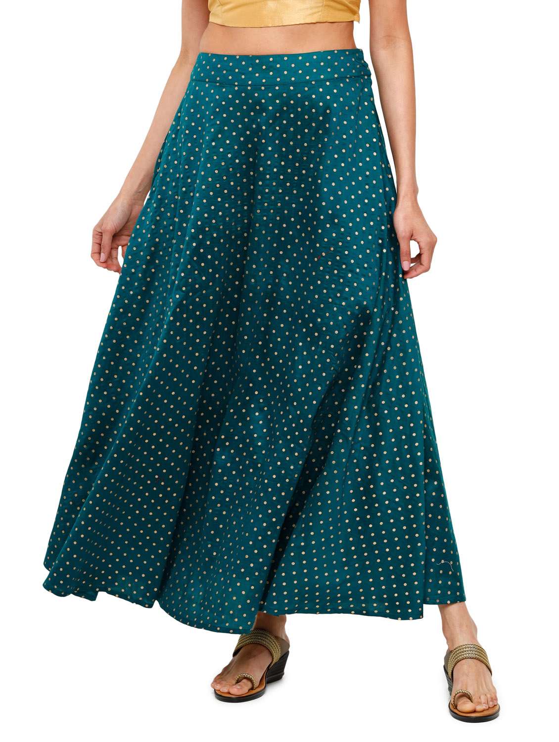 teal polka dot long skirt - 18203269 - Zoom Image - 0