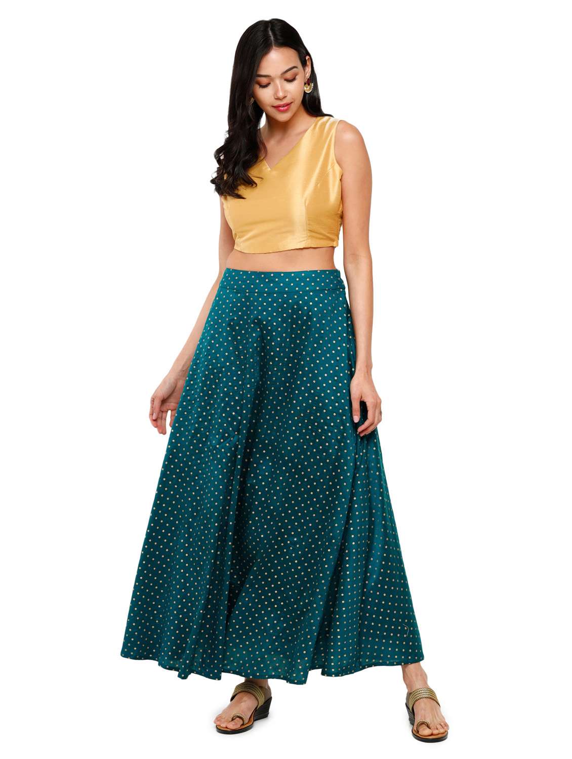 teal polka dot long skirt - 18203269 - Standard Image - 3