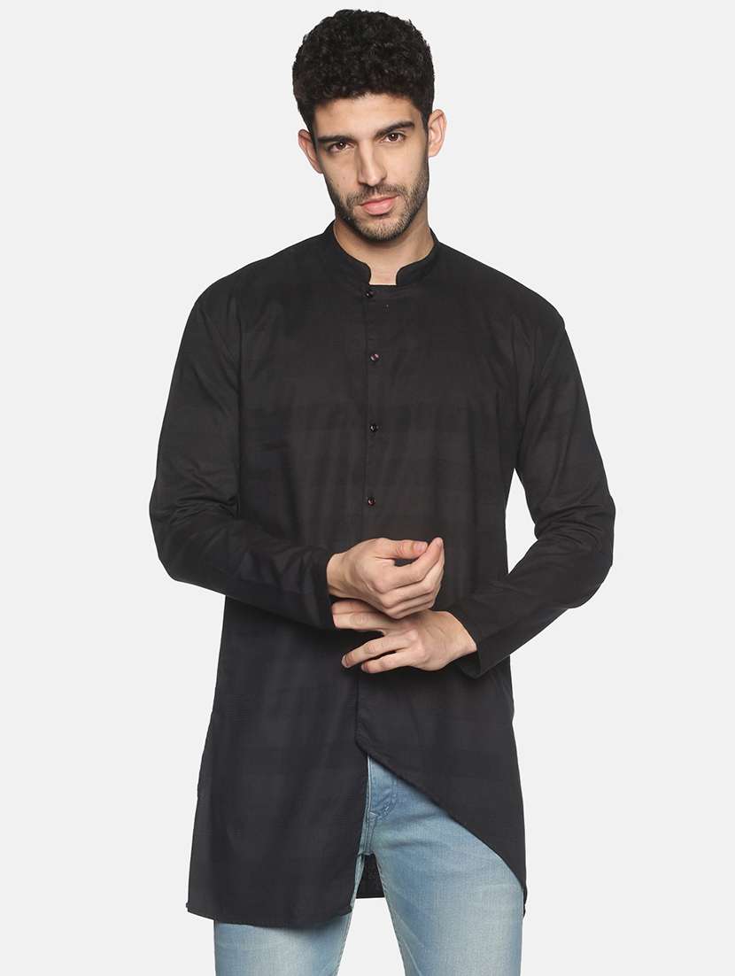 black solid asymmetric kurta - 18203304 - Zoom Image - 0