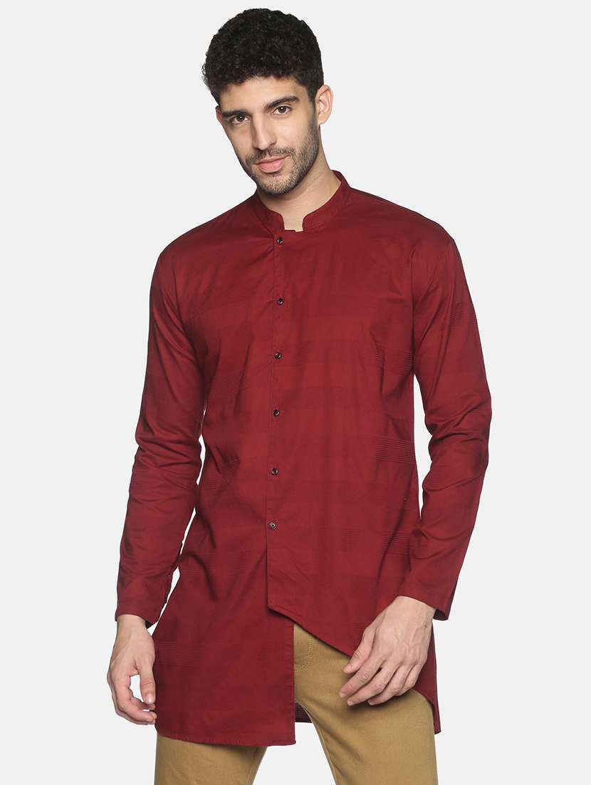 brown solid asymmetric kurta - 18203305 -  Zoom Image - 0