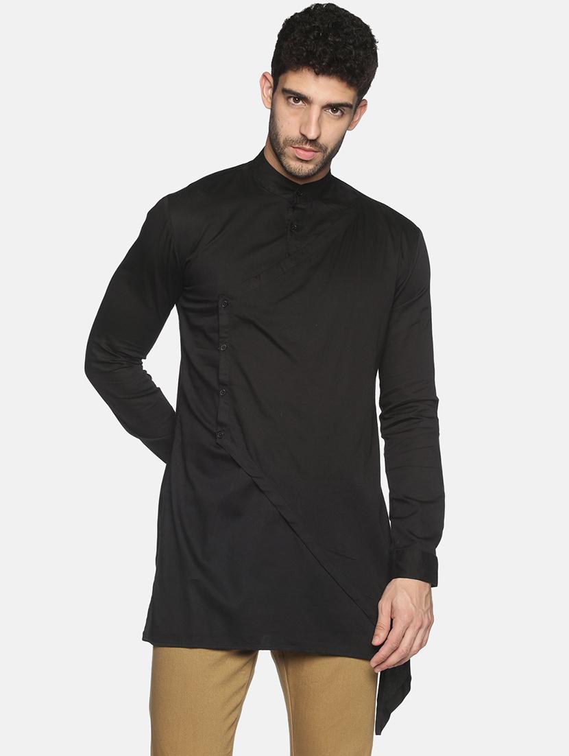black solid asymmetric kurta - 18203308 - Zoom Image - 0