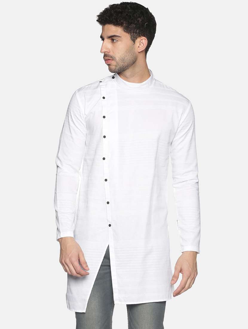 white solid asymmetric kurta - 18203310 -  Zoom Image - 0
