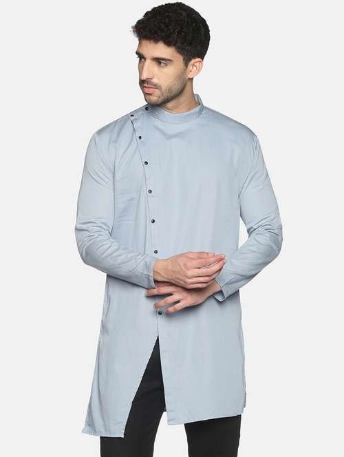 light blue solid medium kurta - 18203316 - Standard Image - 0