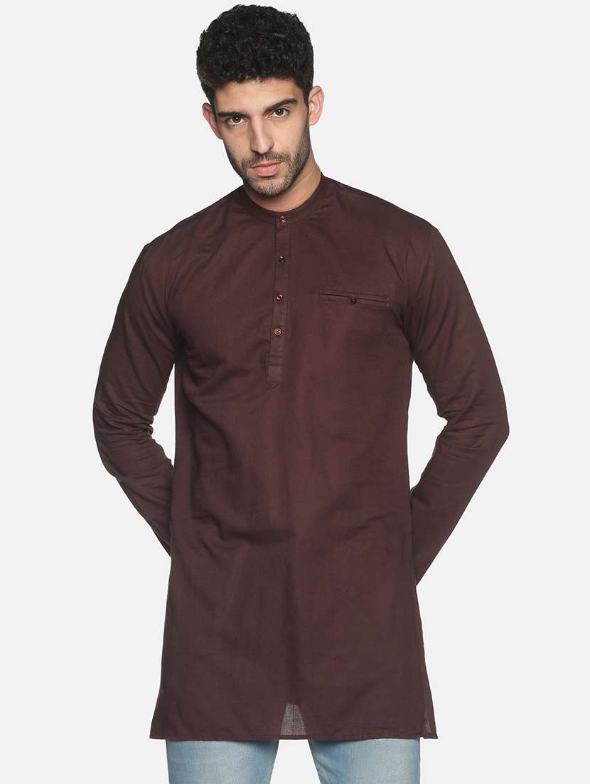 brown solid medium kurta
