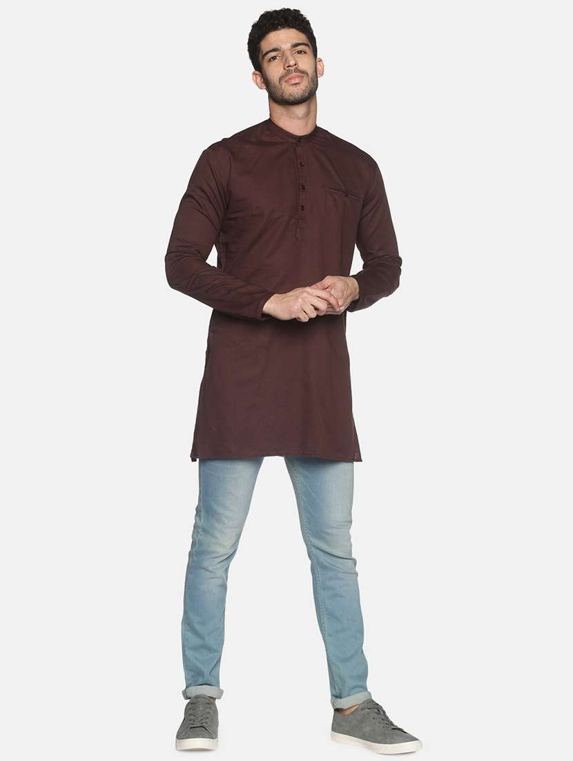 brown solid medium kurta - 18203323 -  Standard Image - 3