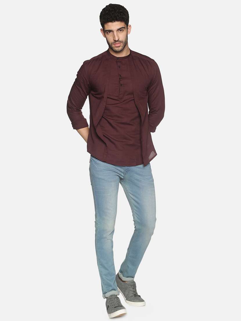 brown solid medium kurta - 18203324 -  Standard Image - 3