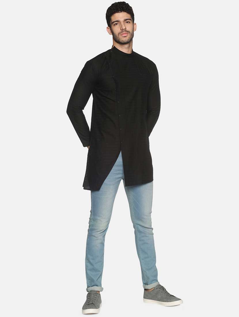 black solid medium kurta - 18203327 -  Standard Image - 3